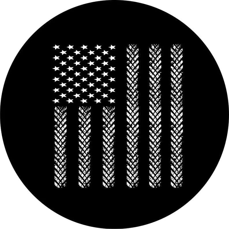 American Flag Tracks Spare Tire Cover - Goats Trail