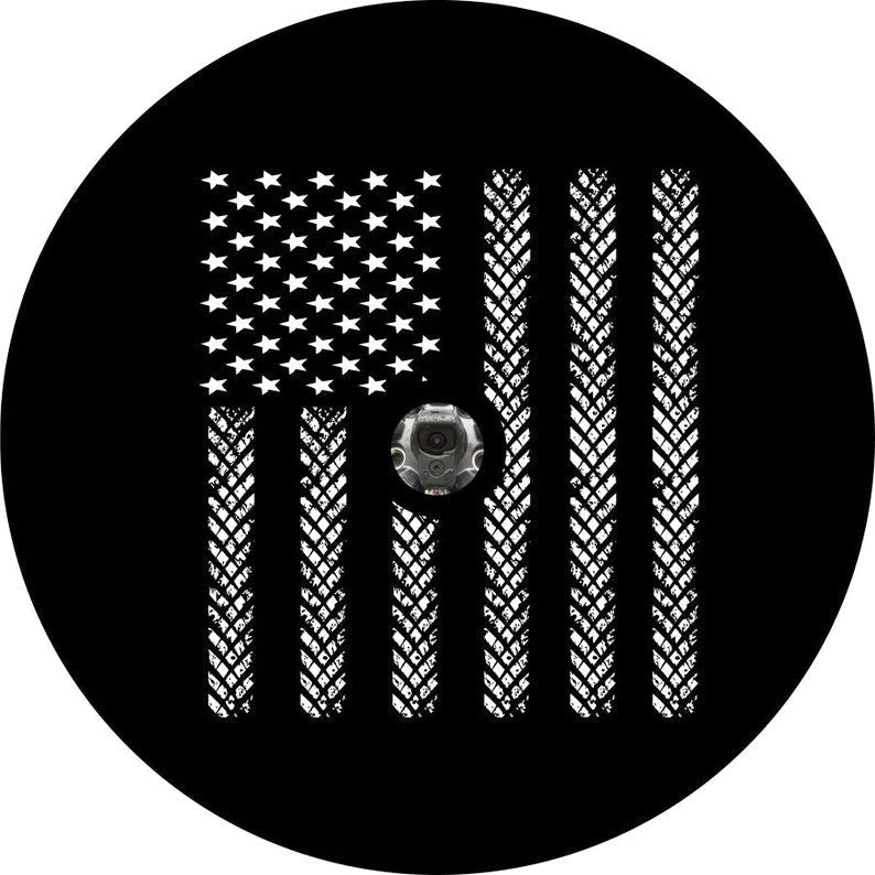 American Flag Tracks Spare Tire Cover - Goats Trail