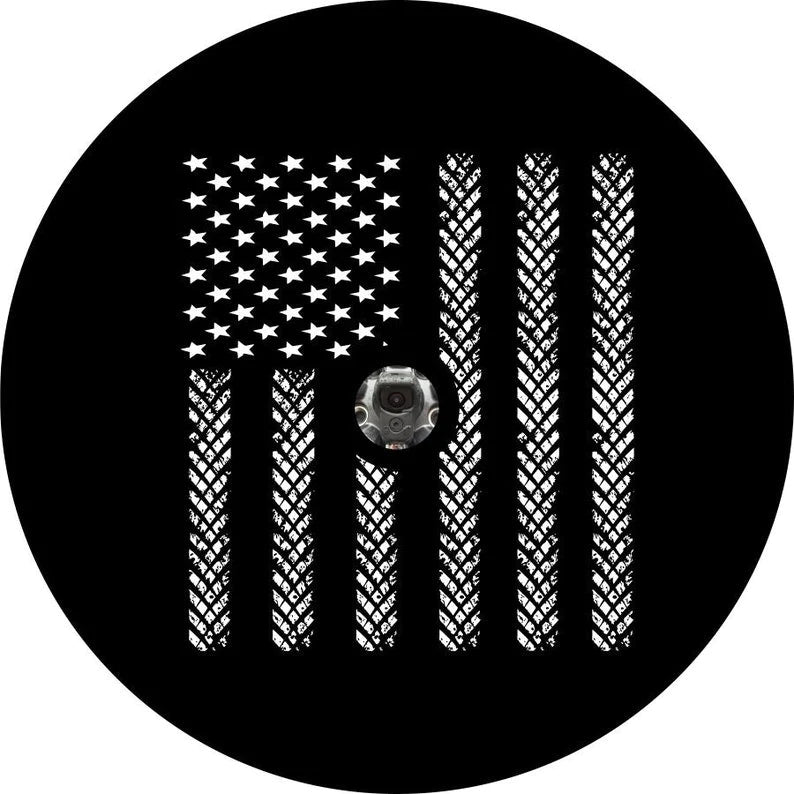 American Flag Tracks Spare Tire Cover - Goats Trail Off-Road Apparel Company