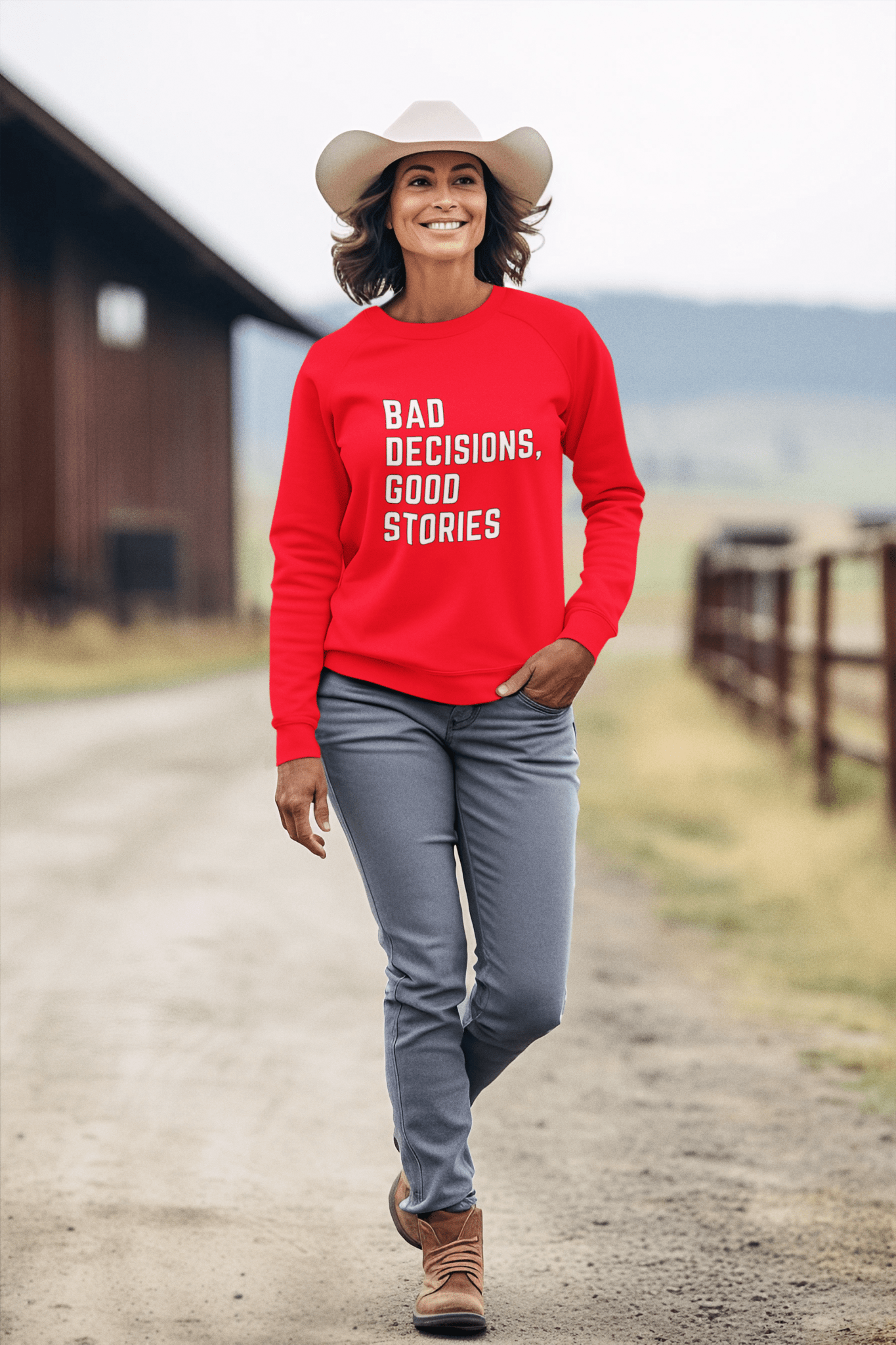 Bad Decisions, Good Stories Sweatshirt - Goats Trail Off-Road Apparel Company