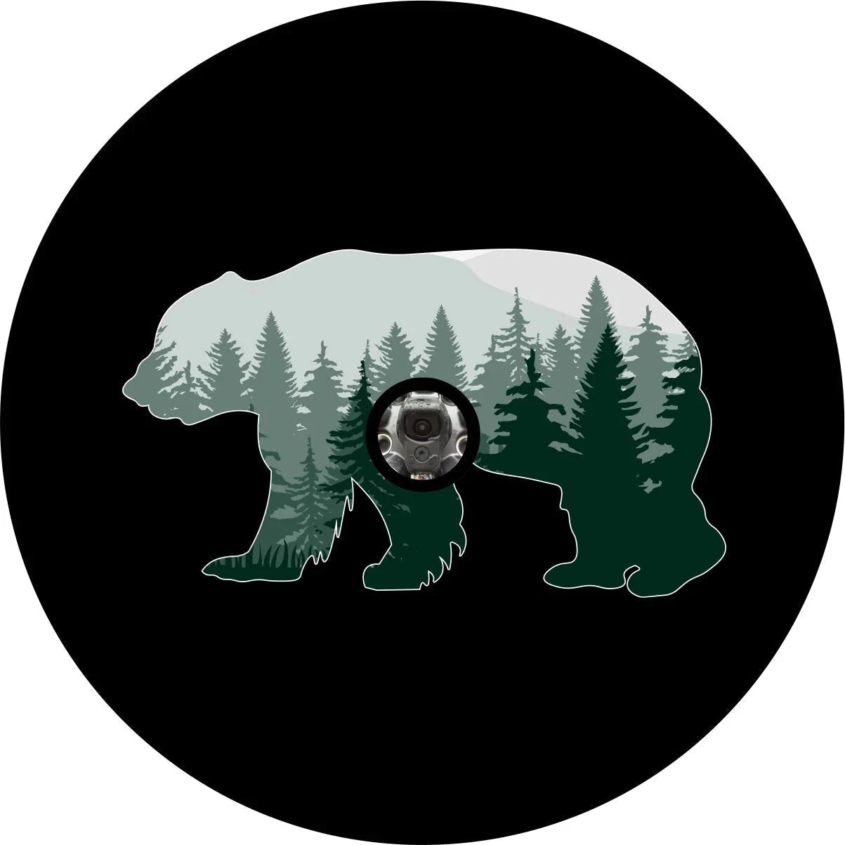 Bear and Forest Silhouette Spare Tire Cover Cover with back up camera for 