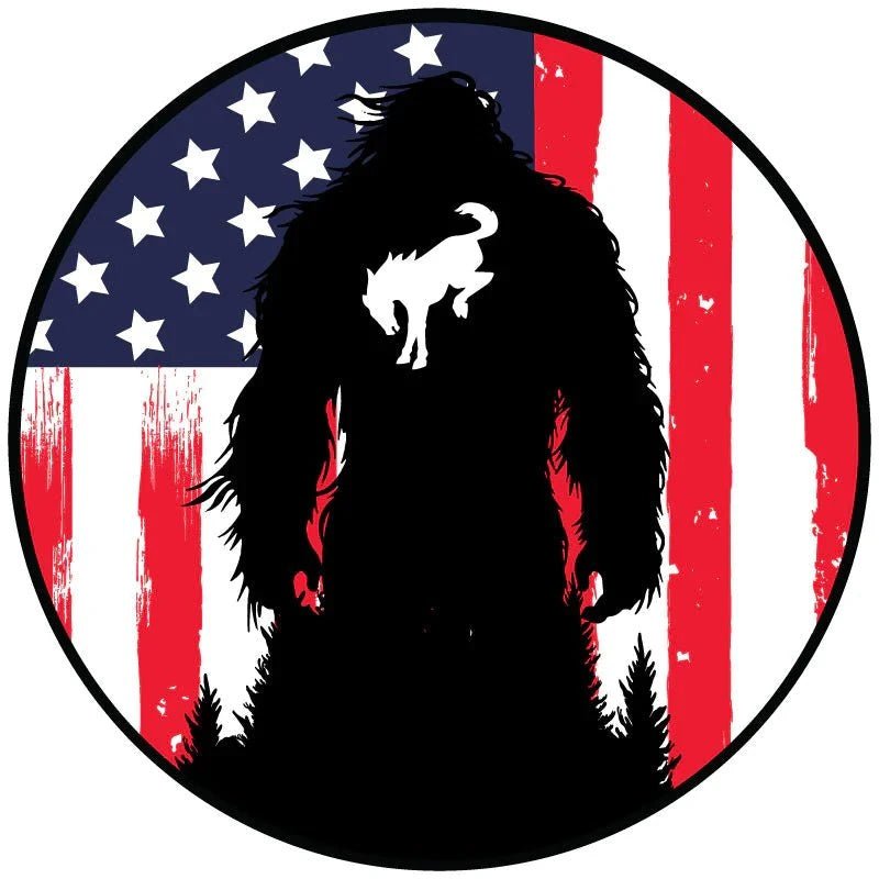 Bigfoot American Pride Flag Tire Cover - Bronco, RV Campers - Goats Trail