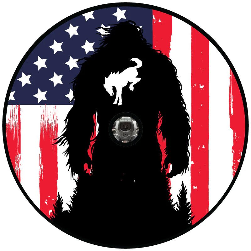 Bigfoot American Pride Flag Tire Cover-Jeep, Bronco, RV Campers - Goats Trail Off-Road Apparel Company