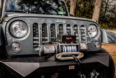 Black and White Faded Camo American Flag Grille Insert Jeep Grille Insert