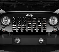 Black & White Faded Camo American Flag Grille Insert - Goats Trail