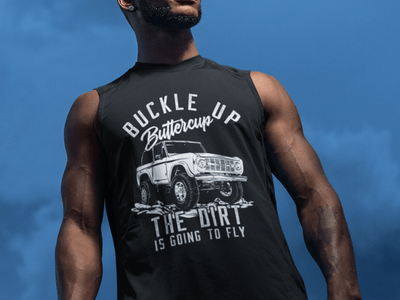 Bronco Buckle Up Butter Cup Men's Muscle Tee - Goats Trail