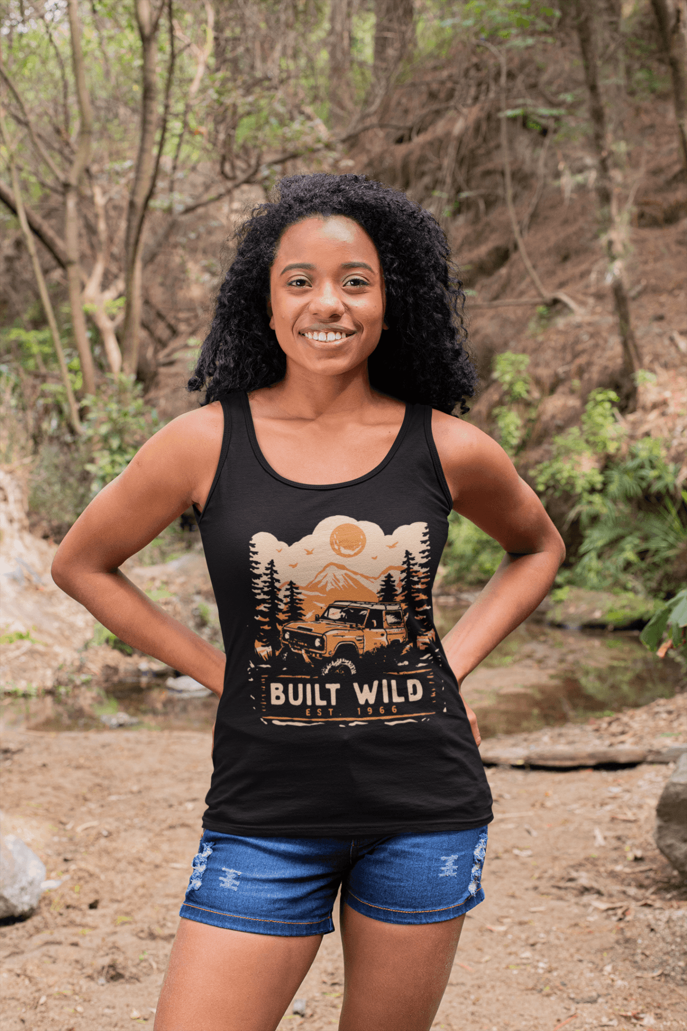 Bronco Built Wild Women's Racerback Tank Top - Goats Trail