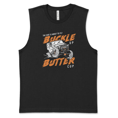 Buckle Up Butter Cup Men's Muscle Tank Top - Goats Trail Off-Road Apparel Company