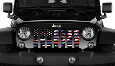 Camo Red, White and Blue American Flag Grille Insert Jeep Grille Inserts