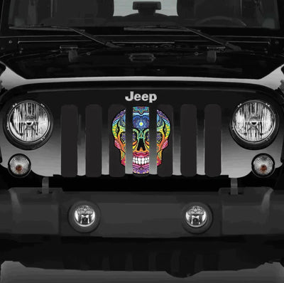 Colorful Sugar Skull Grille Insert - Goats Trail