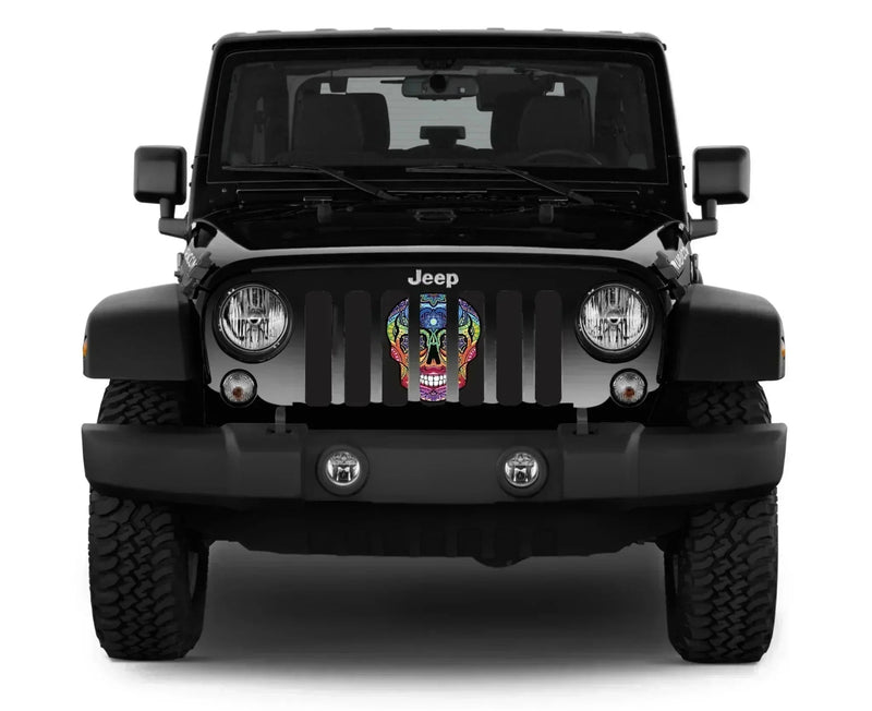 Colorful Sugar Skull Grille Insert - Goats Trail