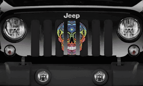 Colorful Sugar Skull Grille Insert - Goats Trail