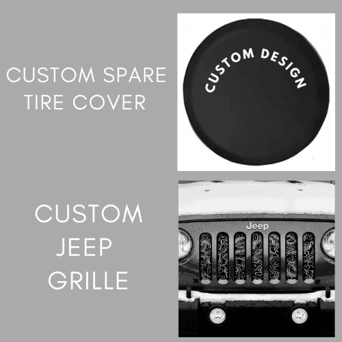 Custom Tire Cover and Jeep Grill Insert - Goats Trail