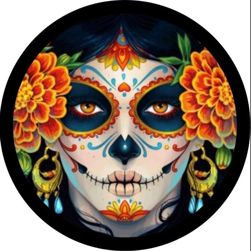Día de los Muertos Colorful Sugar Skull Spare Tire Cover - Goats Trail