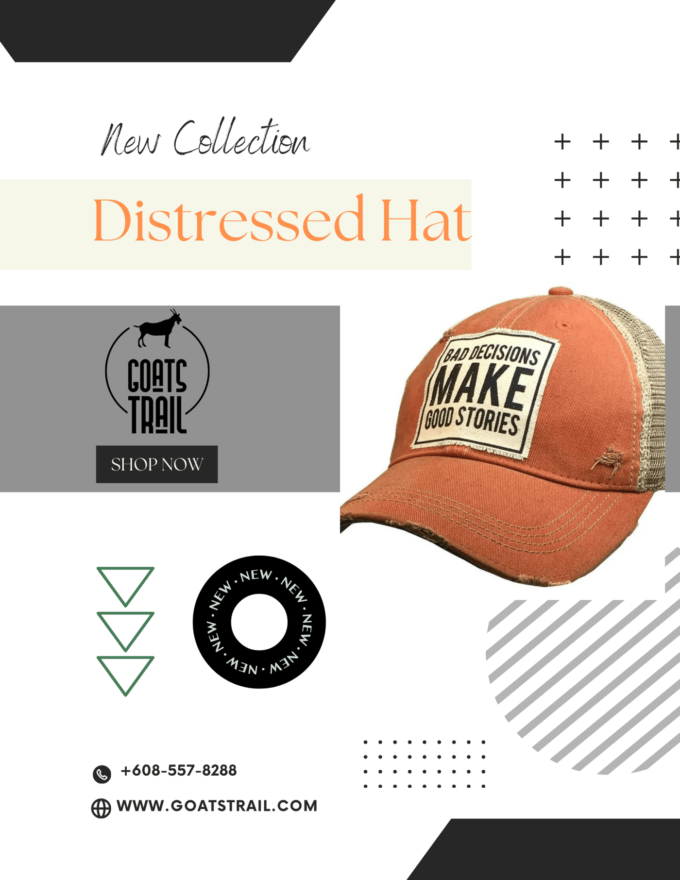 Distressed Bad Decisions Make Great Stories Hat - Goats Trail Off-Road Apparel Company
