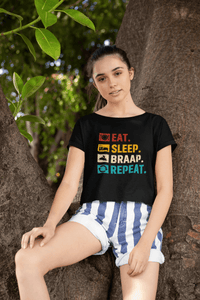 Eat. Sleep. Braap. Repeat. Crop Top - Goats Trail