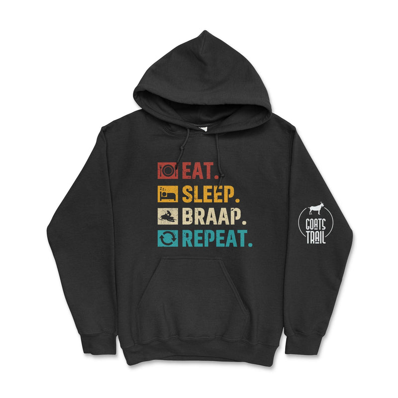 Eat. Sleep. Braap. Repeat Snowmobile Hoodie - Goats Trail