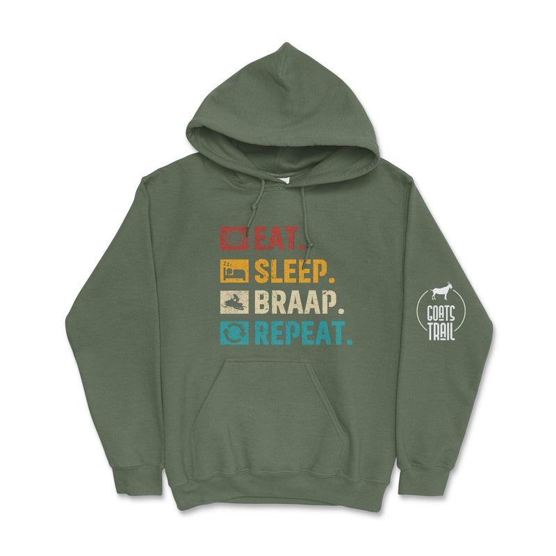 Eat. Sleep. Braap. Repeat Snowmobile Hoodie - Goats Trail