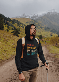 Eat. Sleep. Braap. Repeat Snowmobile Hoodie - Goats Trail