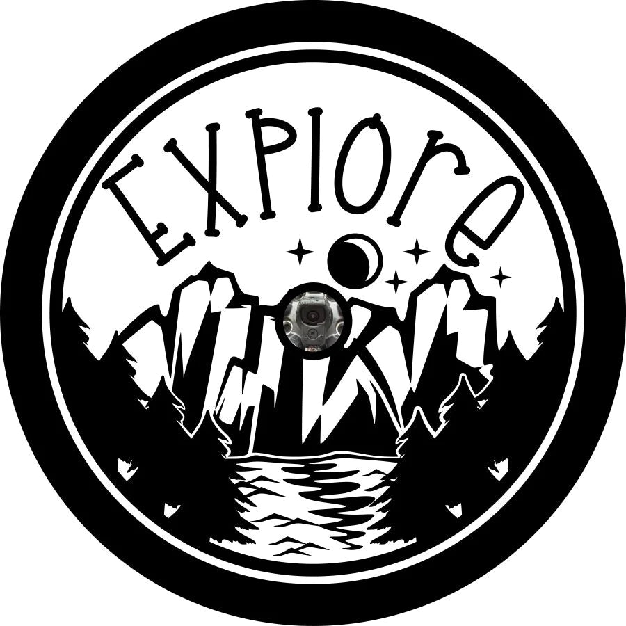 Explore Black & White Mountain Spare Tire Cover - Goats Trail