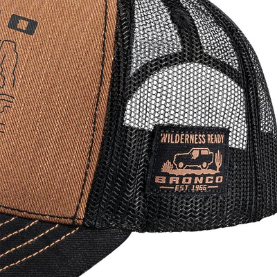 Ford Bronco Built Wild Distressed Canvas Trucker Hat - Goats Trail Off-Road Apparel Company
