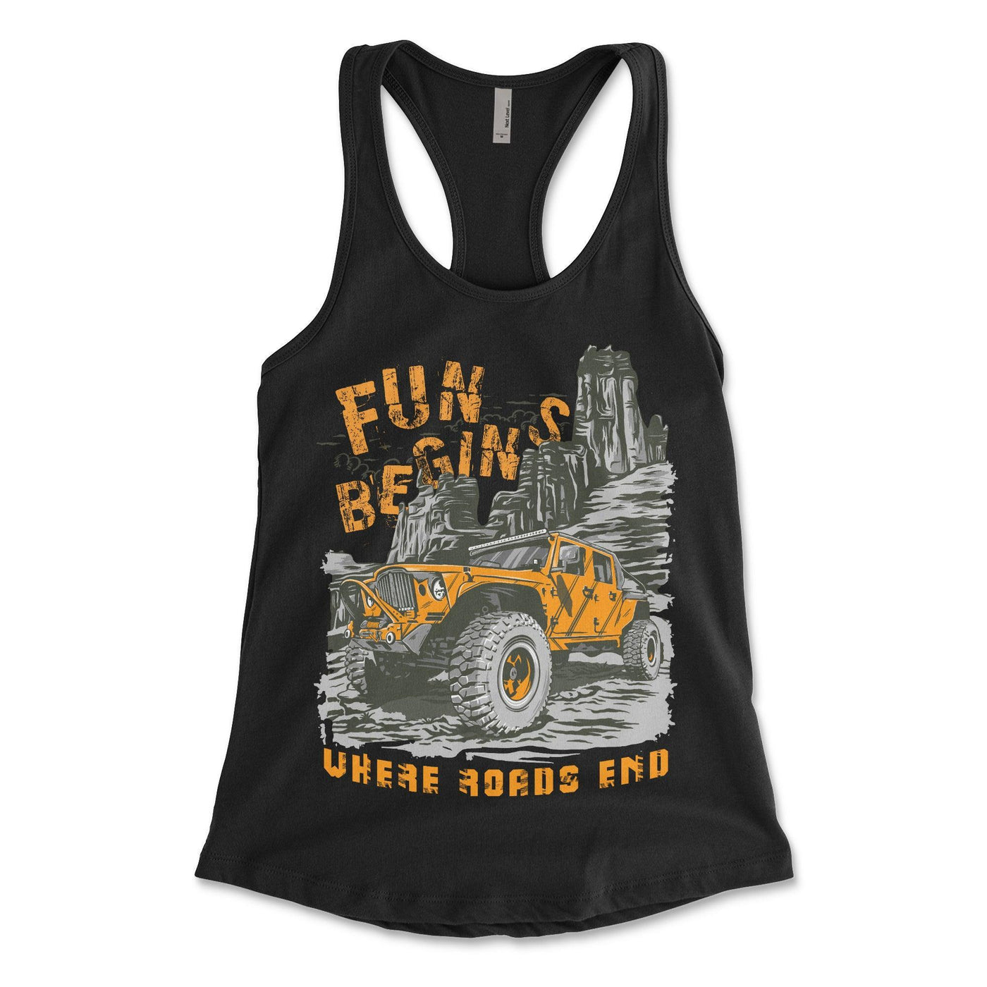 Fun Begins Where the Road Ends Ladies Racerback Tank - Goats Trail