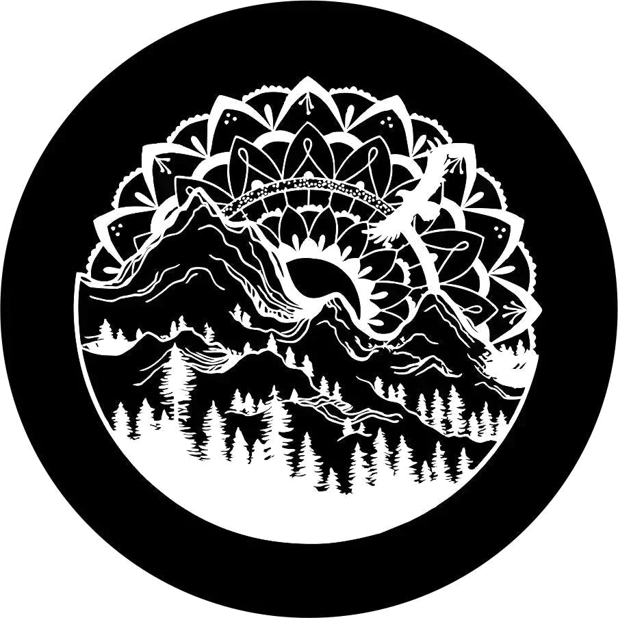 Geometric Mountain Spare Tire Cover - Goats Trail