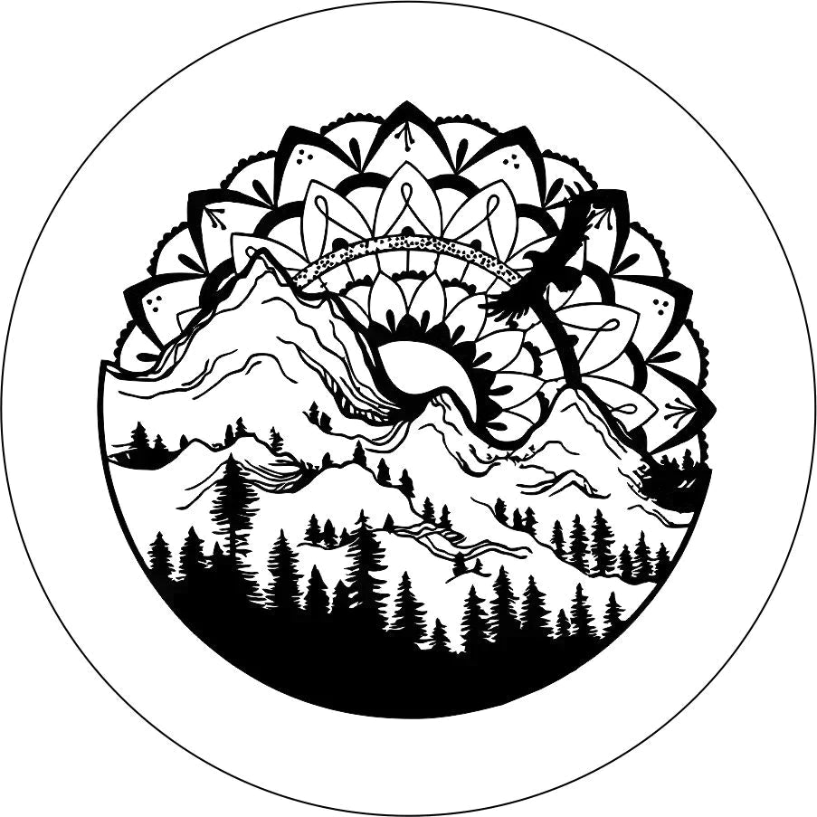 Geometric Mountain Spare Tire Cover - Goats Trail