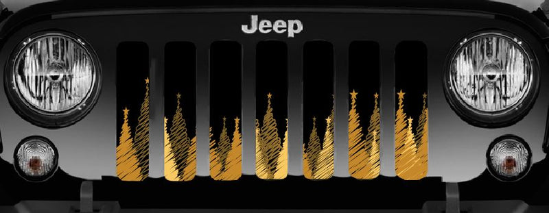 Gold Christmas Tree Festive Grille Insert - Goats Trail