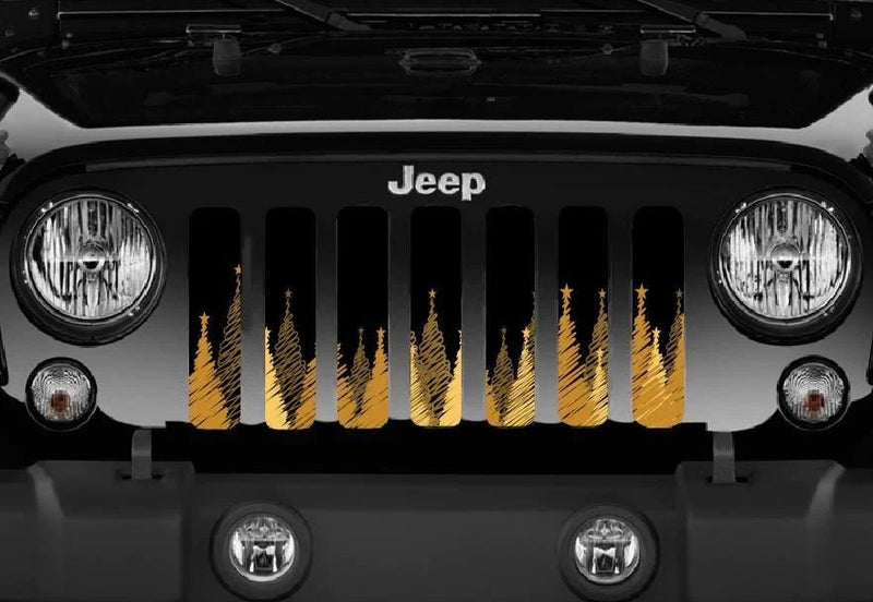 Gold Christmas Tree Festive Grille Insert - Goats Trail