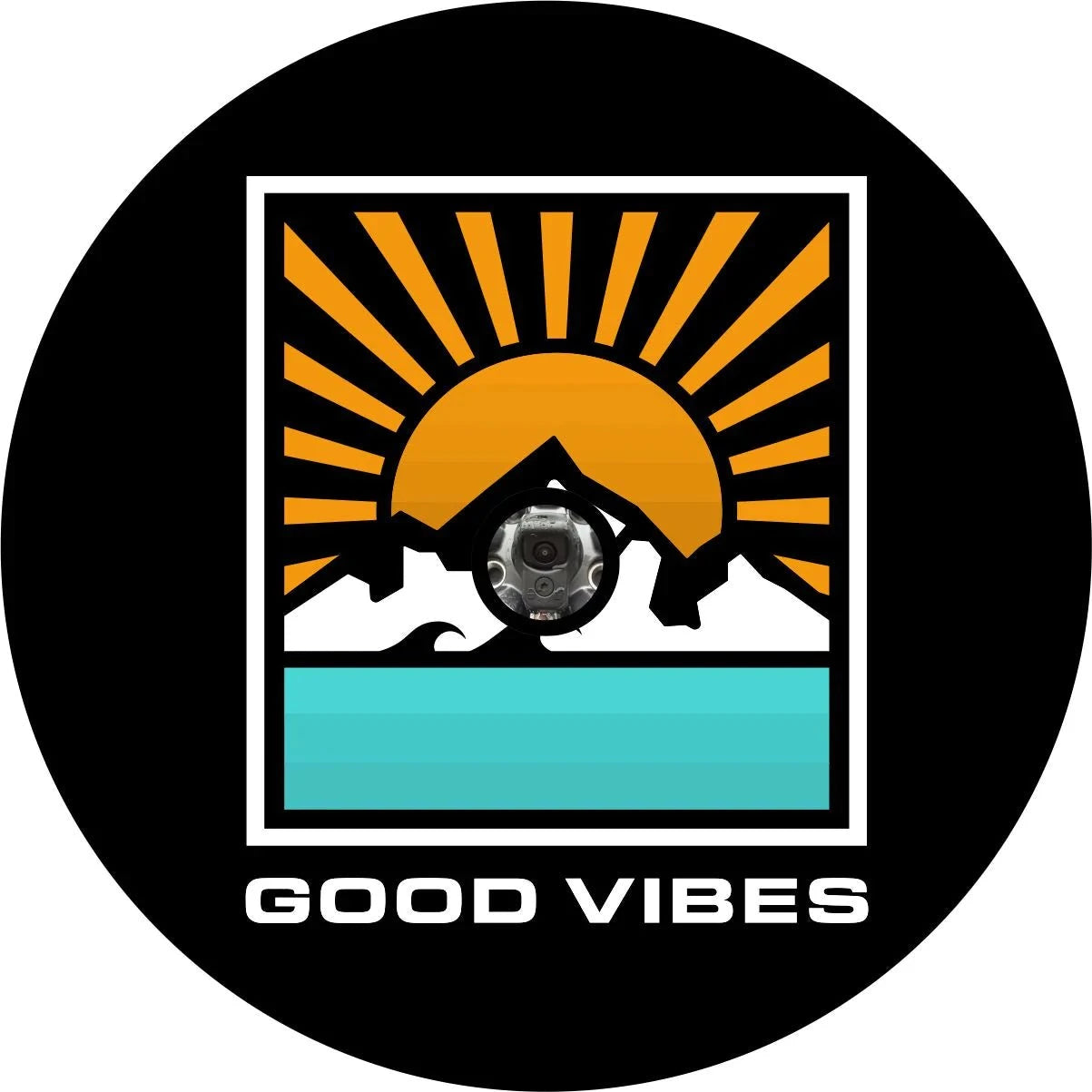 Good Vibes Colorful Spare Tire Cover Cover with back up camera for JL/Bronco / 