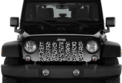 Grey Leopard Print Jeep Grille Insert - Goats Trail