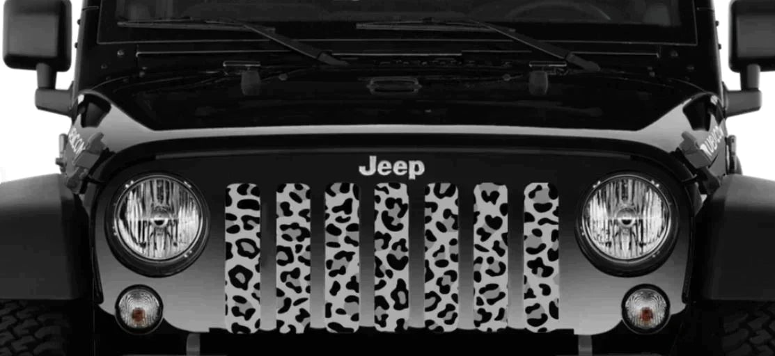 Grey Leopard Print Jeep Grille Insert - Goats Trail