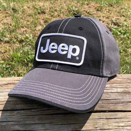Hat - Jeep Chino Twill Patch - Black/Charcoal/White - Goats Trail Off-Road Apparel Company