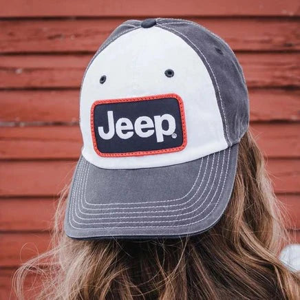 Hat - Jeep Chino Twill Patch - White/Charcoal/Navy Hats