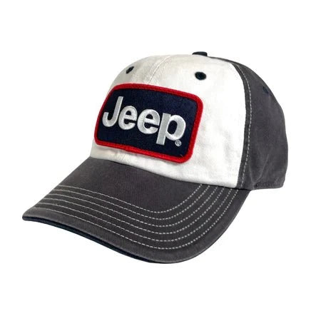 Hat - Jeep Chino Twill Patch - White/Charcoal/Navy Hats