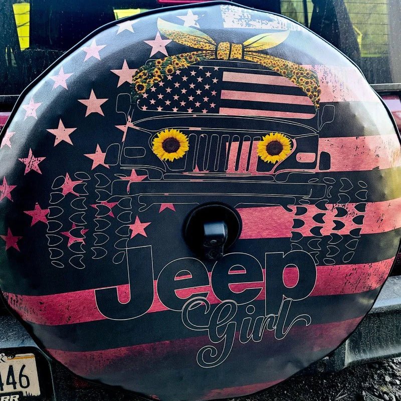 Jeep Girl Sunflower Spare Tire Cover - Goats Trail Off-Road Apparel Company