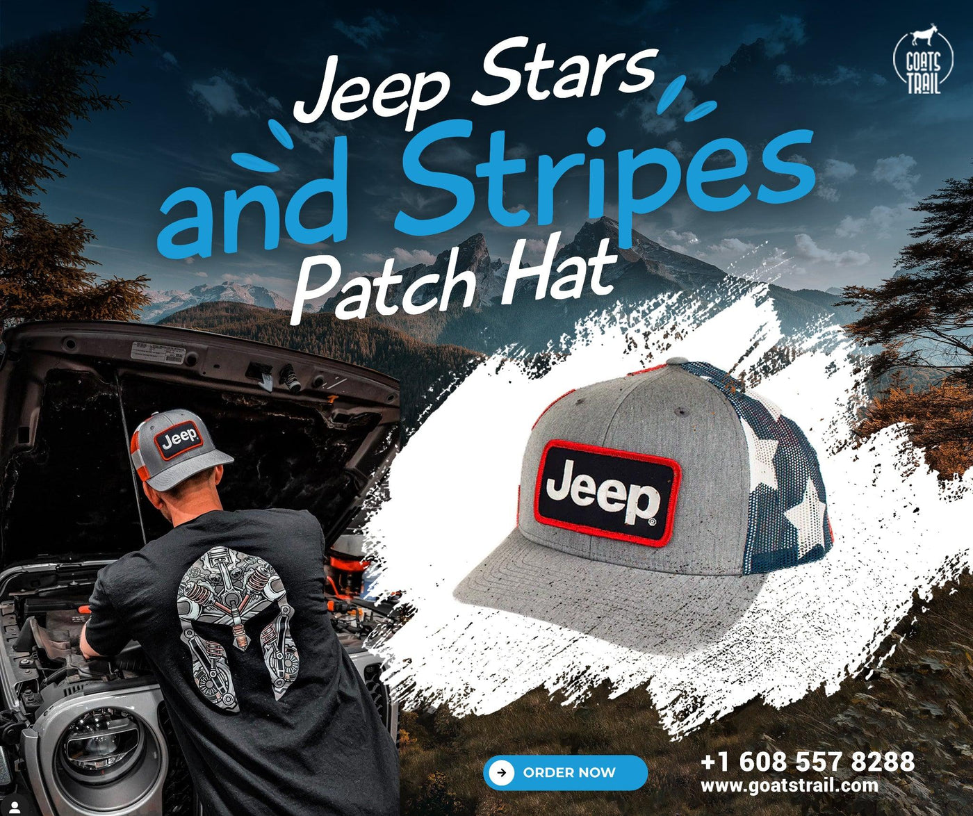 Jeep Stars and Stripes Patch Hat - Goats Trail