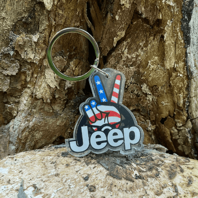 Keychain-Jeep Wave Patriotic - Goats Trail