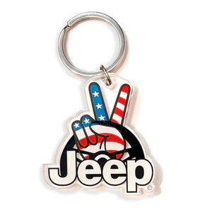 Keychain-Jeep Wave Patriotic - Goats Trail