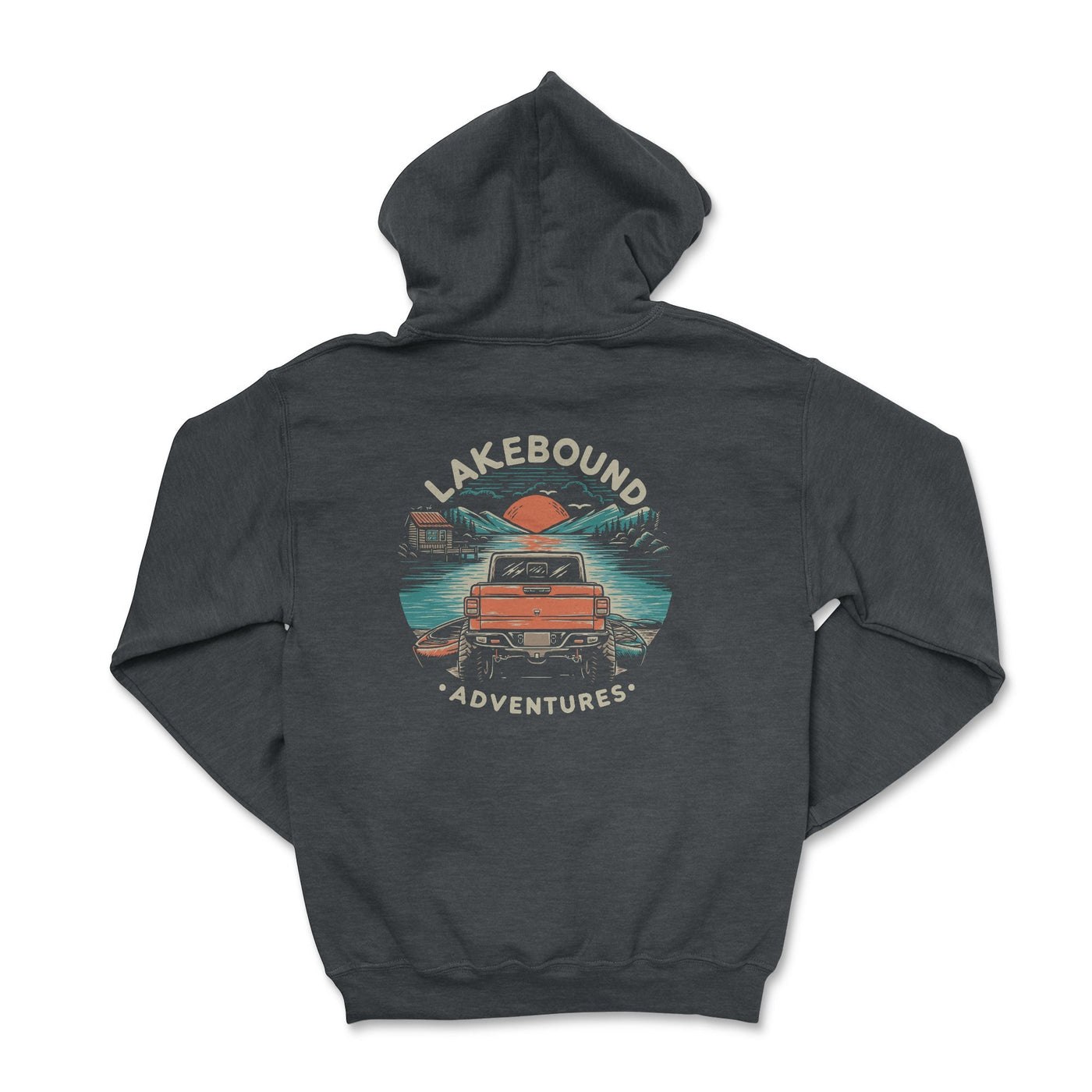 Lake Bound Nature 4 x 4 Hoodie Dark Heather / Small Hooded Sweatshirt