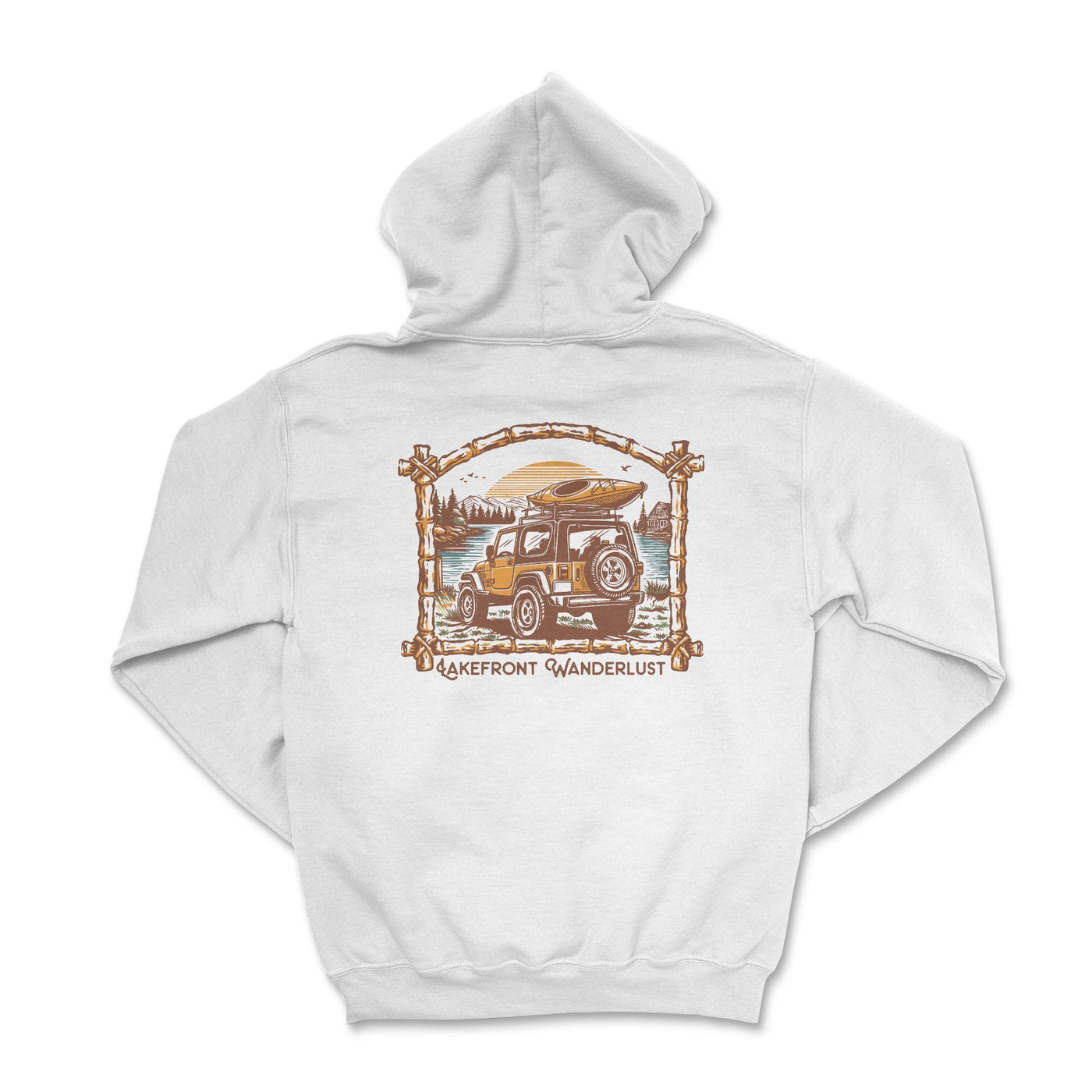 Lakefront Wrangler Wanderlust Hoodie White / Small Hooded Sweatshirt