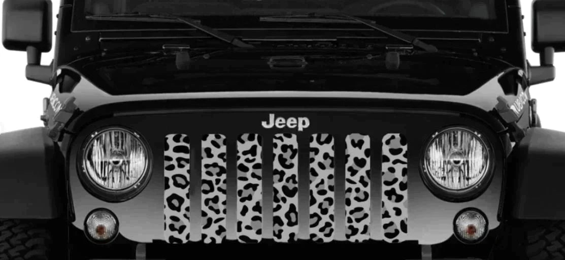 Leopard Animal Print Grey and Black Grille Insert Jeep Grille Insert