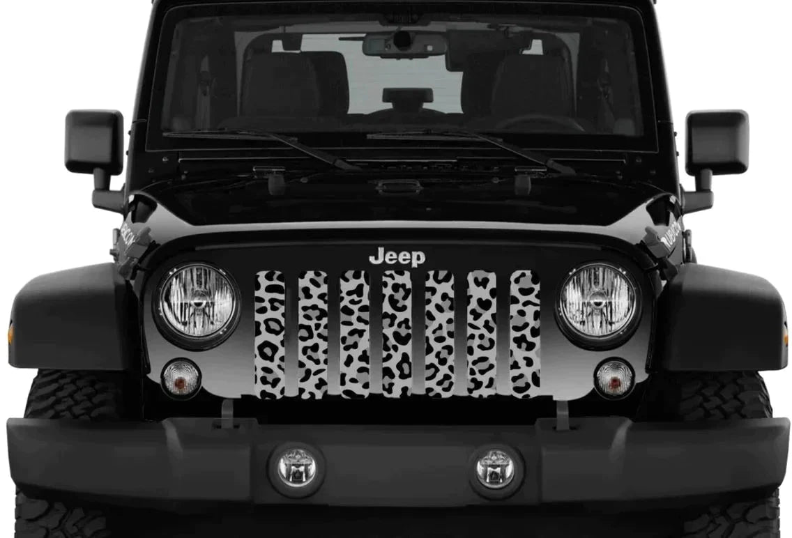 Leopard Animal Print Grey and Black Grille Insert Jeep Grille Insert