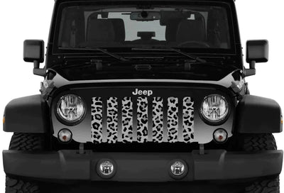 Leopard Animal Print Grey and Black Grille Insert Jeep Grille Insert