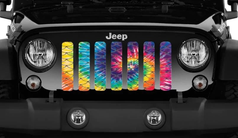 Mermaid Scales Tye-Dye Grille Insert Jeep Grille Inserts