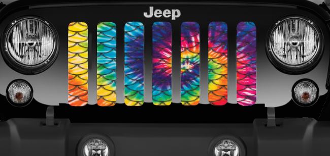 Mermaid Scales Tye-Dye Grille Insert JT/JL/JLU with Trail Cam 2024+ includes 4xe "NEW GRILLE" Jeep Grille Inserts