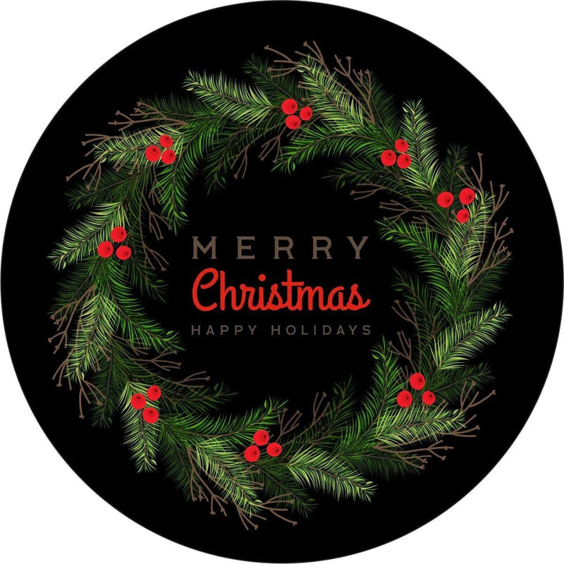 Merry Christmas Wreath Spare Tire Cover - Goats Trail
