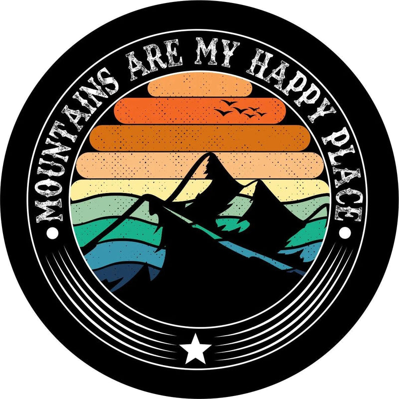Mountains Are My Happy Place Spare Tire Cover - Goats Trail