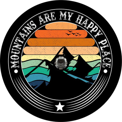 Mountains Are My Happy Place Spare Tire Cover Cover with back up camera for JL/Bronco / 